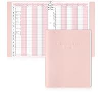 8 Ring Appointment Book 6 Column A4 Academic Daily Planner Undated Hourly Planner Large 8.2" x 11.7" Schedule Book Pink Pu Leather Cover 8 Ring Binder 50 Sheets Daily Logbook for Scheduling