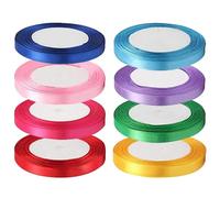 8 Roll Satin Ribbon - 1cm x 22m Double-Sided Satin Ribbon for Gift Wrapping, Crafting, Wedding, Party Decorations, and DIY Projects, 8 Vibrant Colors