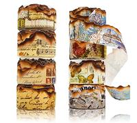 8 Roll Vintage Old Burned Washi Tape Antique Looking Scrapbook Masking Tape Decorative Butterfly Plant Manuscript Nautical Music Score for DIY Diary Planner Bullet Junk Journal Art Craft Supplies