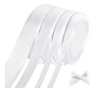 8 Roll White Ribbon, 6/10/15/20mm x 22m Ribbons for Crafting, Multipurpose Satin Ribbon for Gift Wrapping, Wedding Car Ribbon Crafting Birthday Hair Bow and Cake Decorations