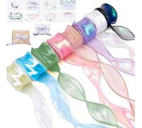 8 Rolls 4cm x 9m Iridescent Organza Ribbon