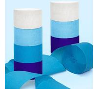 8 Rolls Blue Crepe Paper Streamers 4.5cm x 25M, Party Decorations Ribbons for Birthday Wedding Baby Shower Nursery Back to School