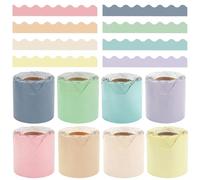 8 Rolls Colorful Bulletin Board Borders - 10 Meters Corrugated Display Border Trim with Adhesive Dots | for Classroom Whiteboard, Office & Home Wall Decor (Removable & Reusable)