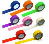 8 Rolls Coloured Masking Tape, 15mm x 13m Rainbow Adhesive Tape Pressure Sensitive Tapes Textured Paper Colorful Masking Tape Decorating Art Supplies for Kids Painting DIY Craft Labeling Coding