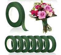 8 Rolls Dark Green Floral Tape, 1/2" Wide Stem Wrap Tape for Flower Arranging, Bouquet Making, Crafts & DIY Floral Projects