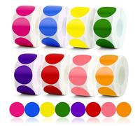 8 Rolls Dot Stickers,4000Pcs 25Mm Coloured Stickers Dots,Self-Adhesive Multicoloured Circle Labels for Office, Calendar, Crafts & Gift Wrapping (Removable, Colour Coding)