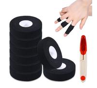 8 Rolls Finger Tape 1.5 cm x 10 m Sports Tape Self-Adhesive Bandage Finger Tape Sport Self-Adhesive Tape for Football, Climbing, Handball Mountaineering, 1 Piece U-Shaped Spring Scissors