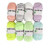 8 Rolls Luminous Yarn for DIY Knitting and Crochet, Glow in The Dark Polyester Craft Yarn with 8 Colors, 45m per Roll, Ideal for Hats Scarves Flowers and Night - Glow