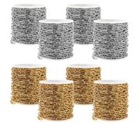 8 Rolls Of Oval Paperclip Chain For Diy Jewelry Making, Stainless Steel Gold & Silver Chains, 8.7 Yards Total