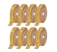 8 Rolls Self-Adhesive Crystal Rhinestone Diamond Ribbon DIY Decoration Sticker Resin Ribbon Roll Belt Bling Sparkling Wrap for DIY Arts Crafts(Gold,10mm)