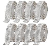 8 Rolls Self-Adhesive Crystal Rhinestone Diamond Ribbon DIY Decoration Sticker Resin Ribbon Roll Belt Bling Sparkling Wrap for DIY Arts Crafts(Silver,14mm)