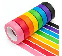 8 Rolls Washi Tape Sets, Coloured Masking Tape Supplies for DIY, Craft Supplies Planner Decoration, Classroom Decorations (1.5cm*13m)