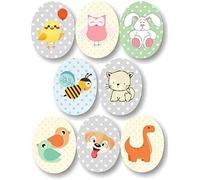 8 Screen-Printed Children's Knee Patches for Ironing on Clothes. Thermo-Adhesive Applications for Repairing and Decorating Trousers, Jackets, Jumpers, Backpacks, etc. (Animals Childish)