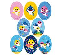8 Screen-Printed Children's Patches for Ironing onto Clothes. Heat-Adhesive Applications for Repairing and Decorating Trousers, Jackets, Jumpers, Backpacks, etc. (Baby Shark)