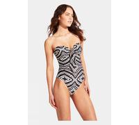 8 Seafolly Womens Twist Tie Front One Piece Swimsuit Black Size