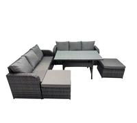8 Seat Outdoor Wicker PE Rattan Garden Furniture Sets Fimous Dark Grey One Size