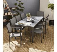 8-Seater Aluminium Garden Table With Textilene Chairs Anthracite - Sweeek