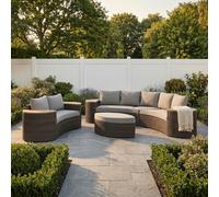 8 Seater Brown Rattan Curved Garden Sofa Set with Storage Side Tables
