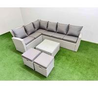 8 Seater Corner Sofa Sets with Coffee Table 2 Small Stools Light Grey Fimous Light Grey One Size