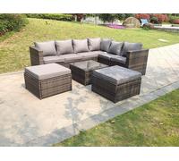 Fimous 8 Seater Corner Rattan Sofa Set Coffee Table Chair Garden Furniture Outdoor