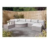 8 Seater Multifunction Flat Wicker Weave Garden Sofa Set Cheshire Light Grey One Size