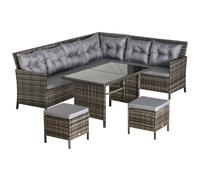 8 Seater Patio wicker Sofa Set Rattan Chair Furniture w/ Glass & Cushioned