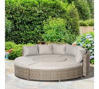 8-Seater PE Rattan DaybedTable with Olefin Cushion