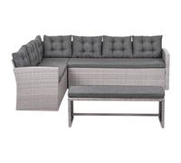 Beliani 8 Seater Pe Rattan Garden Corner Sofa With Bench Grey Viterbo, Grey
