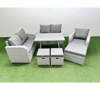 8 Seater Rattan Garden Furniture Set Love Sofa Reclining Chair Set Fimous Light Grey One Size