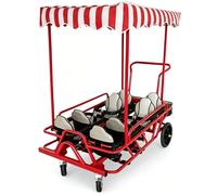 8 Seats Multi Person Surrey Bike with Canopy, Heavy Duty Pedal Tour Cart for Park Camp Kindergarten Outdoor Family Sightseeing (C)