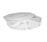 8 Section Nibble Tray with lid Clear Plastic Serving Trays Platter for Party Food Reusable Buffet Snack Tray Eight Compartment Serving Dishes for Outdoor Events 1PK.