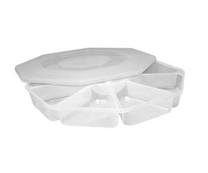 8 Section Nibble Tray with lid Clear Plastic Serving Trays Platter for Party Food Reusable Buffet Snack Tray Eight Compartment Serving Dishes for Outdoor Events 1PK.