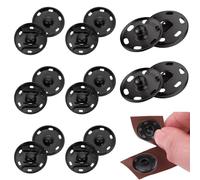 8 Set Black Metal Snap Buttons, 1inch/25mm Brass Poppers Fasteners Kit, Press Studs Snap Fasteners Sew Invisible Buttons, Press Buttons for Clothes Sewing DIY Craft