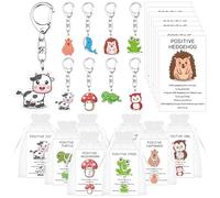 8 Set Emotional Support Gifts Thank You Animal Keychains Positive Card Inspirational Keyring Employee Appreciation Gifts Motivational Keychain Encouragement Gift for Coworker Staff Teacher Nurse Team