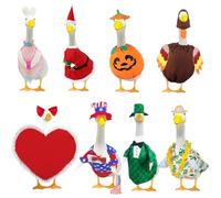 8 Set Holiday Porch Goose Outfits All Seasons Holiday Bundle St. Patrick Easter Summer Hawaiian 4th of July Fall Lawn Goose Clothing Porch Goose Clothes for Goose Patio Yard Lawn Decor