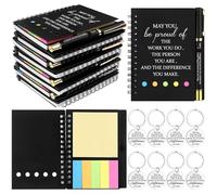 8 Set Inspirational Gifts Motivational Spiral Notebooks with Ballpoint Pens Keychains Employee Appreciation Gifts Bulk Thank You Gift for Colleagues Coworkers Staff Team Volunteer Teacher Student