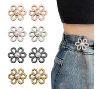 8 Set Pant Waist Tightener Buttons Pins for Loose Jeans,New Adjustable Waist Buckle Extender Set Pants Clips,Jean Buttons Pins No Sewing Pants Clips for Loose,Pants,Skirts,Sleeves(Flower)
