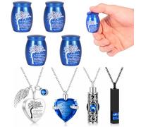 8 Set Small Keepsake Urns for Ashes, Small Cremation Necklaces Urn Stainless Steel Keepsake Urns Memorial Pendant for Storing Hair, Pet Hair, Perfume and Ashes, Mini Ash Holders for Loved One and Pet