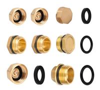8 Sets 1/2" and 3/4" BSP Brass Stopper Plugs Set, Male/Female Thread Pipe Plug, Brass Blanking Cap, Cored Hex Head External/Internal Thread Caps(20-26mm)