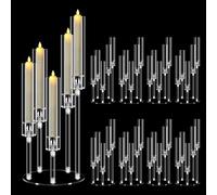 8 Sets 5 Arm Acrylic Candelabra Centerpieces, MSDADA 58 cm Tall Clear Candle Holder, Christmas Centerpieces for Tables, Candlesticks Holder for Wedding Fireplace Party Decor Fit 0.82'' LED Candle