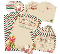 8 Sets Christmas Letter from Santa Kit: Official Letters & Certificate - Writing Kit for Nice Wish List & Envelopes