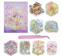 8 Sets DIY 3D House Stickers Collection Book Large- Version 3D Scene Miniature Stickers for Kids Make Your Own Mini Flower Shop Bookshop Therapy for Adult for Relief Stress Pass The Time