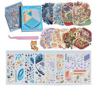 8 Sets Fun 3D Sticker Scenes Books with Tweezers,DIY 3D House Stickers Make Your Own Miniature Room Microcosm Pilot Steampunk Butterfly Dream for Adult Therapy Relief Stress Pass The Time
