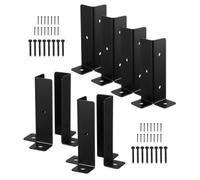 8 Sets Heavy Duty Fence Post Base Bracket for Wood Gazebo Support | Iron Build, Black Finish, Quick Installation, Garden Outdoor Use, Sturdy Loadbearing, with Screws