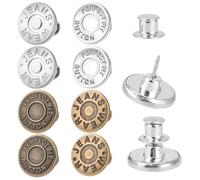 8 Sets Jean Button Pins Pants Button Tightener for Waist No Sew Instant Replacement Buttons for Loose Jeans Reusable Adjustable Metal Clips Snap Tack Reduce Too Big Pants Waist