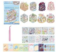 8 Sets Large 3D Sticker Scene Book,Sticker Therapy for Adults,Include 20 Beautiful House Isometric 3D Space DIY Scene Stickers Book,Make Your Own Shop House Cute Art Stickers for Gifts Girls Kids