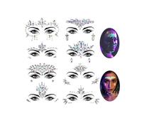 8 Sets Noctilucent Face Gems Luminous Temporary Tattoo Stickers Acrylic Crystal Glitter Stickers Face Jewels for Party, Rave Festival
