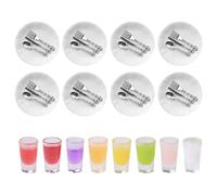 8 Sets Of Tableware Models And 8 Cups Of Juice Models, Miniature Simulated Tableware, Dollhouse Accessories, Mini Food Models, Children'S Toys