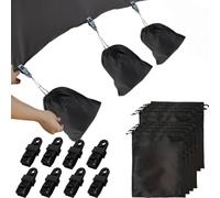 8 Sets Outdoor Curtain Weights Heavy Windproof Clip On Bag Design For Pergola Patio Gazebo Cabana Porch Pavilion, Black