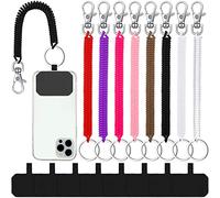 8 Sets Phone Lanyard Tether with Patch Lasso Strap and Phone Case Anchor Retractable Cell Phone Belt Lanyard Cell Phone Anti Theft Strap Smartphone Harness for Skiing Compatible with Most Smartphones